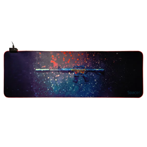 MousePAD RGB SPACER gaming, cauciuc si material textil, 900 x 300 x 3 mm, 1.8 m lungime cablu, imagine &quot;SP-PAD-GAME-RGB-PICT&quot; (include TV 0.6 lei)