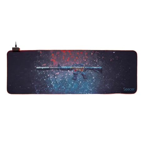 MousePAD RGB SPACER gaming, cauciuc si material textil, 900 x 300 x 3 mm, 1.8 m lungime cablu, imagine &quot;SP-PAD-GAME-RGB-PICT&quot; (include TV 0.6 lei)
