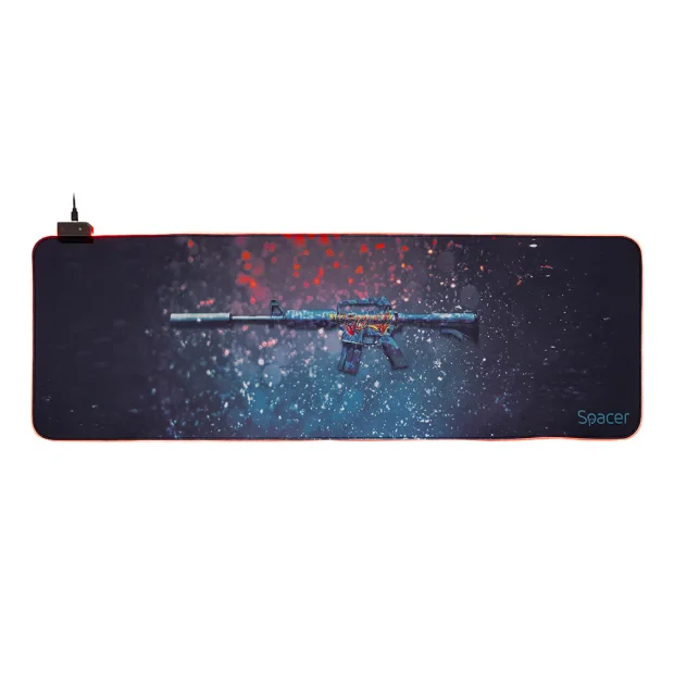 MousePAD RGB SPACER gaming, cauciuc si material textil, 900 x 300 x 3 mm, 1.8 m lungime cablu, imagine &quot;SP-PAD-GAME-RGB-PICT&quot; (include TV 0.6 lei)