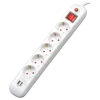PRELUNGITOR SPACER, Schuko x 5, conectare prin Schuko (T), USB x 2, cablu 1.8 m, 16 A, max. 3500W, protectie supratensiune, alb, &quot;PP-5-18 USB&quot; (