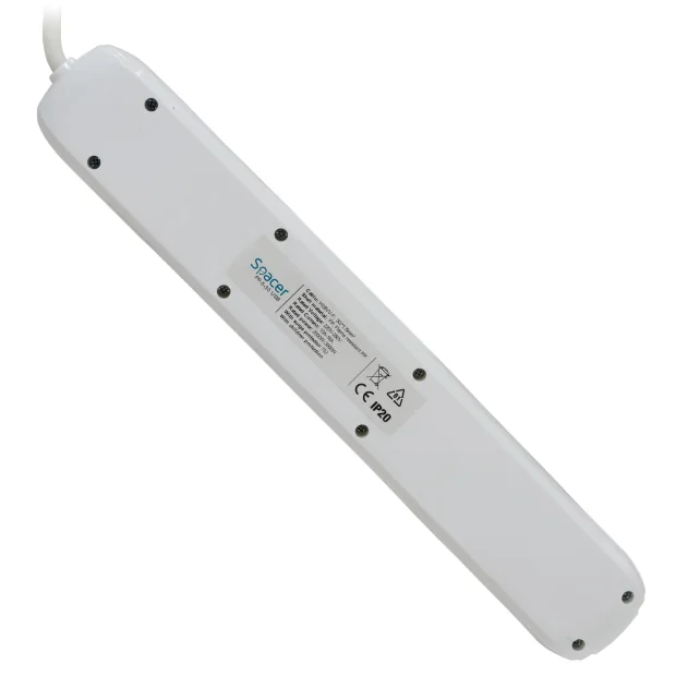 PRELUNGITOR SPACER, Schuko x 5, conectare prin Schuko (T), USB x 2, cablu 3 m, 16 A, max. 3500W, protectie supratensiune, alb, &quot;PP-5-30 USB&quot;/45505960