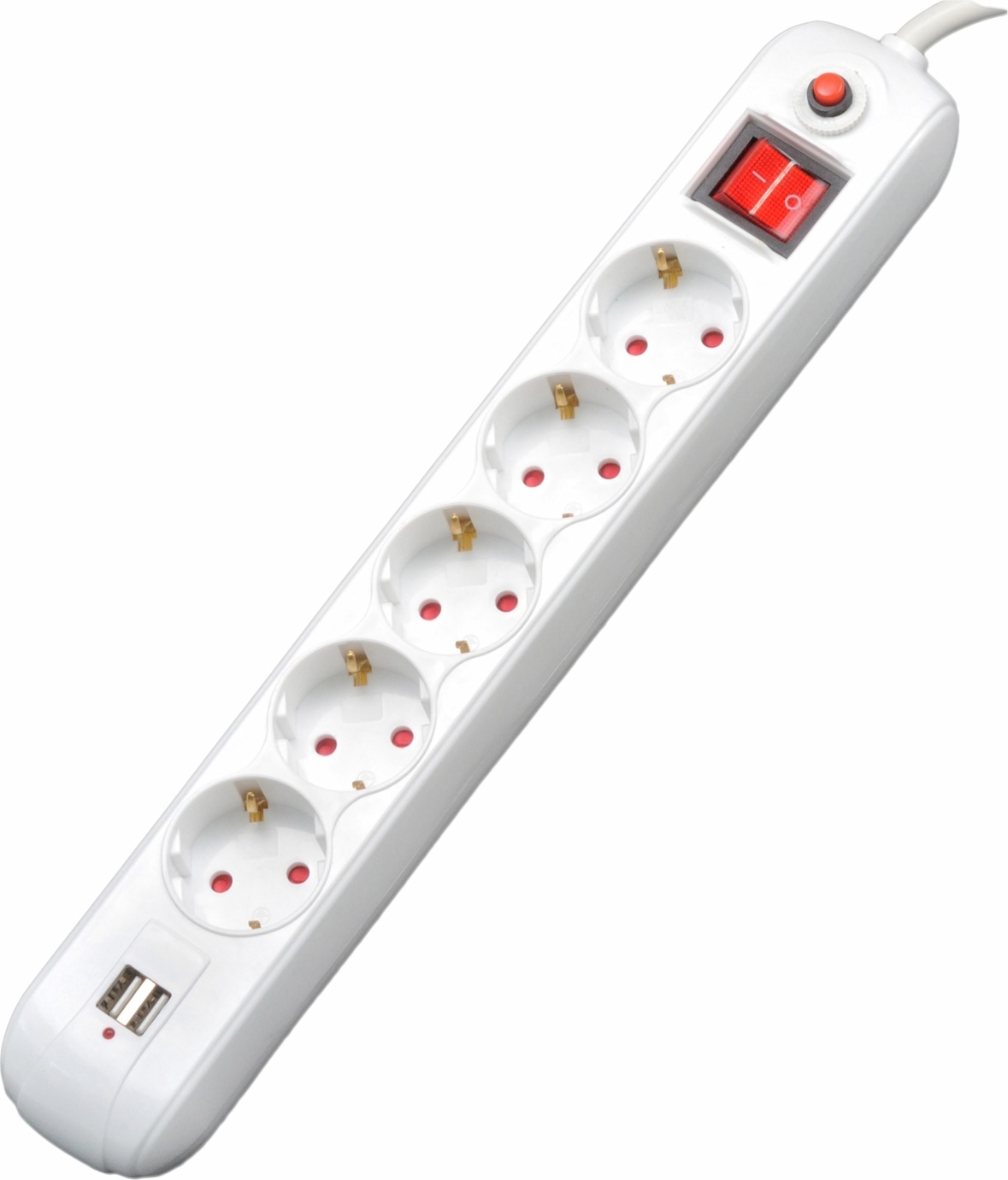 PRELUNGITOR SPACER, Schuko x 5, conectare prin Schuko (T), USB x 2, cablu 4.5 m, 16 A, max. 3500W, protectie supratensiune, alb, "PP-5-45 USB" thumb