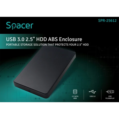 RACK extern SPACER, pt HDD/SSD, 2.5 inch, S-ATA, interfata PC USB 3.0, plastic, negru, &quot;SPR-25612&quot; 45506249