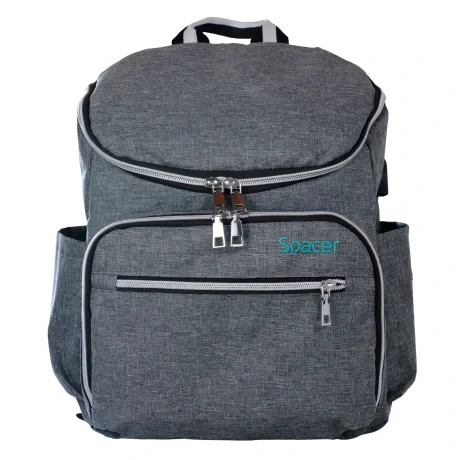 RUCSAC SPACER, 1 compartiment, buzunar frontal x 2, buzunar lateral x 2, buzunar dorsal cu fermoar, buzunar termoizolant detasabil, USB 2.0 (M)(pt. acces la Power Bank), fanta acces casti,  nylon, gri, &quot;Lady Bag&quot;,  &quot;SPB-Pumpkin&quot;