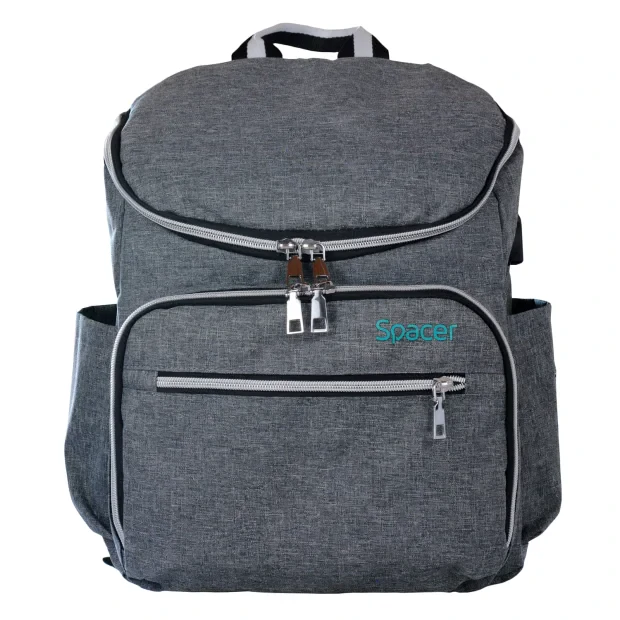 RUCSAC SPACER, 1 compartiment, buzunar frontal x 2, buzunar lateral x 2, buzunar dorsal cu fermoar, buzunar termoizolant detasabil, USB 2.0 (M)(pt. acces la Power Bank), fanta acces casti,  nylon, gri, &quot;Lady Bag&quot;,  &quot;SPB-Pumpkin&quot;