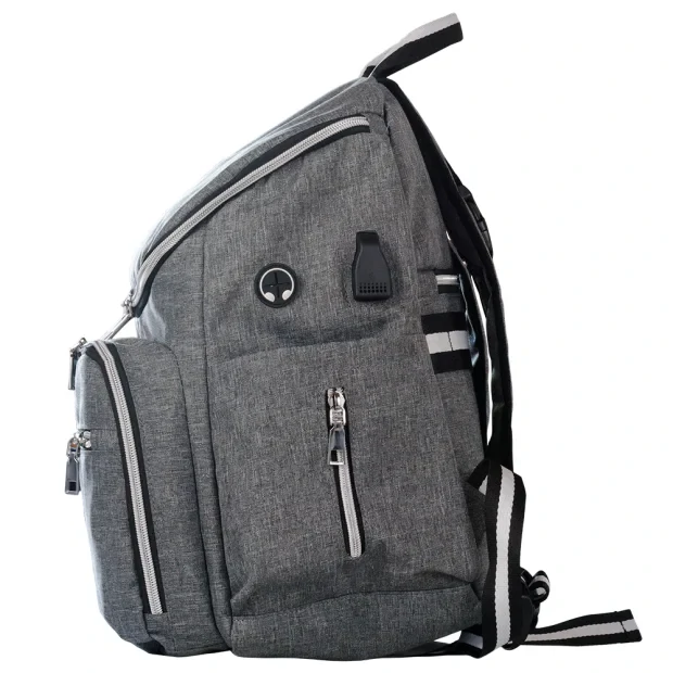 RUCSAC SPACER, 1 compartiment, buzunar frontal x 2, buzunar lateral x 2, buzunar dorsal cu fermoar, buzunar termoizolant detasabil, USB 2.0 (M)(pt. acces la Power Bank), fanta acces casti,  nylon, gri, &quot;Lady Bag&quot;,  &quot;SPB-Pumpkin&quot;