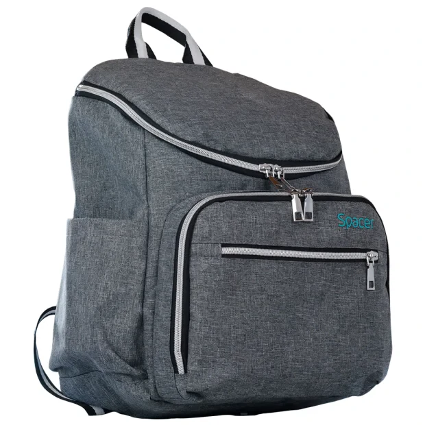 RUCSAC SPACER, 1 compartiment, buzunar frontal x 2, buzunar lateral x 2, buzunar dorsal cu fermoar, buzunar termoizolant detasabil, USB 2.0 (M)(pt. acces la Power Bank), fanta acces casti,  nylon, gri, &quot;Lady Bag&quot;,  &quot;SPB-Pumpkin&quot;