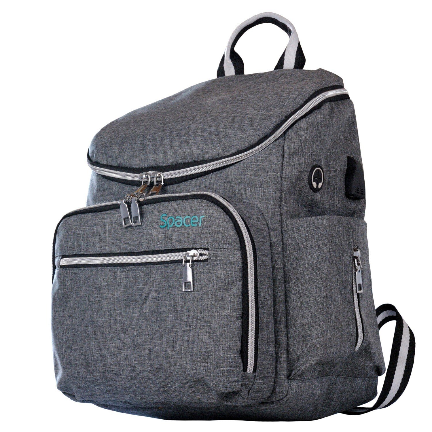 RUCSAC SPACER, 1 compartiment, buzunar frontal x 2, buzunar lateral x 2, buzunar dorsal cu fermoar, buzunar termoizolant detasabil, USB 2.0 (M)(pt. acces la Power Bank), fanta acces casti,  nylon, gri, "Lady Bag",  "SPB-Pumpkin" thumb