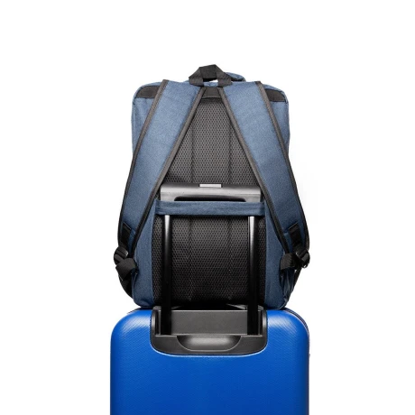 RUCSAC SPACER NEW YORK BLUE, pt. notebook de max. 17&quot;,2 compartimente, buzunar frontal, compartiment travel, troler strap, waterproof,  poliester, albastru, &quot; NEW-YORK-BL&quot;, 45506981 &quot;SPBP-NEW-YORK-BL&quot;