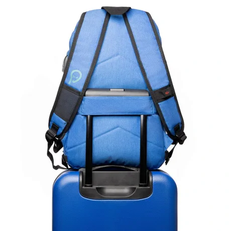 RUCSAC SPACER, pt. notebook de max. 15.6", 2 compartimente, buzunar frontal, buzunar lateral x 2, blocare fermoar, USB 2.0 (M)(pt. acces la Power Bank), Jack 3.5 mm (pt. acces la casti), waterproof,  poliester, albastru, "Duke",  "SPBP-DUKE-BL"