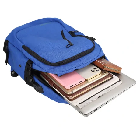 RUCSAC SPACER, pt. notebook de max. 15.6", 2 compartimente, buzunar frontal, buzunar lateral x 2, blocare fermoar, USB 2.0 (M)(pt. acces la Power Bank), Jack 3.5 mm (pt. acces la casti), waterproof,  poliester, albastru, "Duke",  "SPBP-DUKE-BL"