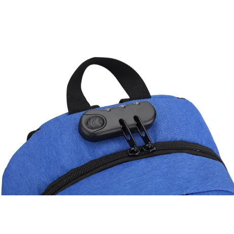 RUCSAC SPACER, pt. notebook de max. 15.6", 2 compartimente, buzunar frontal, buzunar lateral x 2, blocare fermoar, USB 2.0 (M)(pt. acces la Power Bank), Jack 3.5 mm (pt. acces la casti), waterproof,  poliester, albastru, "Duke",  "SPBP-DUKE-BL"