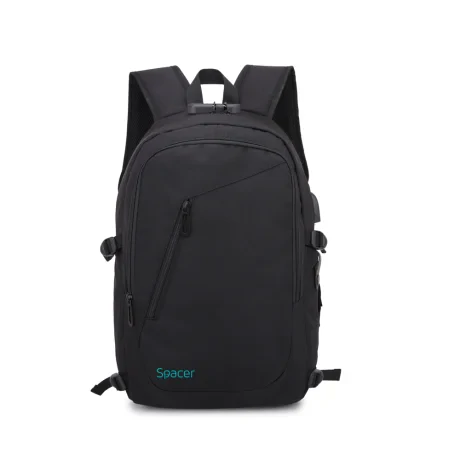 RUCSAC SPACER, pt. notebook de max. 15.6&quot;, 2 compartimente, buzunar frontal, buzunar lateral x 2, blocare fermoar, USB 2.0 (M)(pt. acces la Power Bank), Jack 3.5 mm (pt. acces la casti), waterproof,  poliester, negru, &quot;Duke&quot;,  &quot;SPB-DUKE-BLACK&quot;