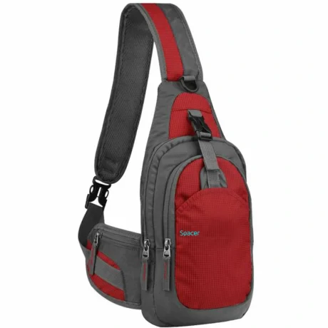 RUCSAC SPACER Sling, nylon,1 bretea, 2 compartimente principale,1 buzunar frontal, 1 buzunar lateral, 35x18x7cm, water resistant, red, "SPB-SLING-RED"