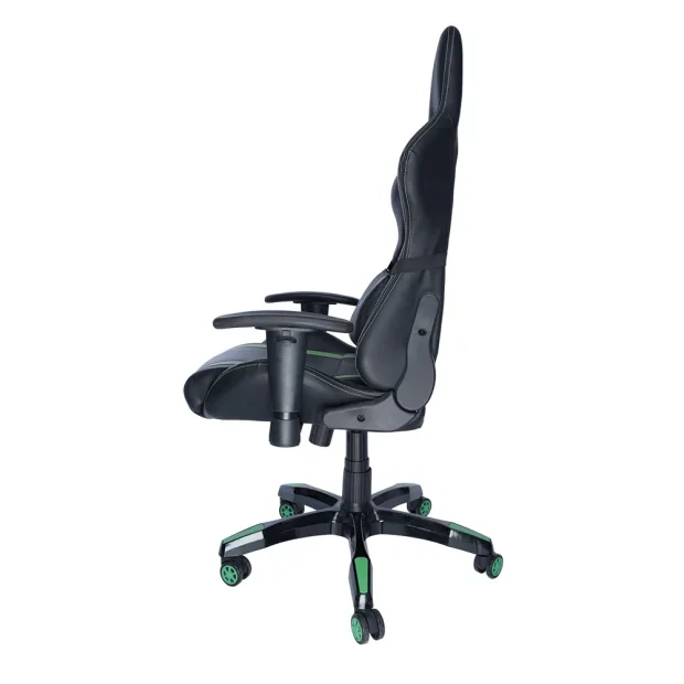 SCAUN GAMING SPACER imitatie piele, black &amp; green, brate ajustabile, greutate max. 120kg, dimensiuni 69.5*77.5*126~132cm &quot;SPCH-TRINITY-GRN&quot;/45505852