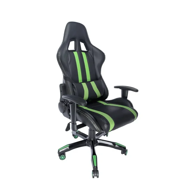 SCAUN GAMING SPACER imitatie piele, black &amp; green, brate ajustabile, greutate max. 120kg, dimensiuni 69.5*77.5*126~132cm &quot;SPCH-TRINITY-GRN&quot;/45505852