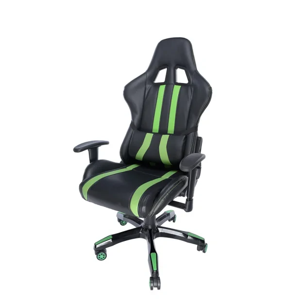SCAUN GAMING SPACER imitatie piele, black &amp; green, brate ajustabile, greutate max. 120kg, dimensiuni 69.5*77.5*126~132cm &quot;SPCH-TRINITY-GRN&quot;/45505852