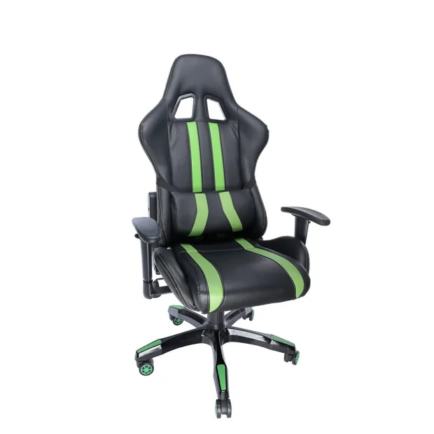 SCAUN GAMING SPACER imitatie piele, black &amp; green, brate ajustabile, greutate max. 120kg, dimensiuni 69.5*77.5*126~132cm &quot;SPCH-TRINITY-GRN&quot;/45505852