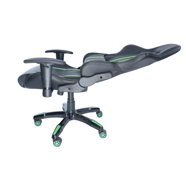 SCAUN GAMING SPACER imitatie piele, black &amp; green, brate ajustabile, greutate max. 120kg, dimensiuni 69.5*77.5*126~132cm &quot;SPCH-TRINITY-GRN&quot;/45505852