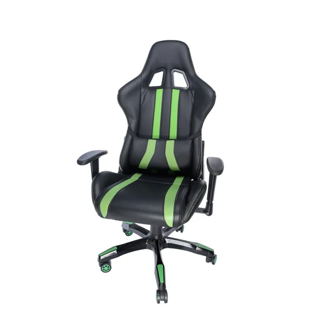 SCAUN GAMING SPACER imitatie piele, black &amp; green, brate ajustabile, greutate max. 120kg, dimensiuni 69.5*77.5*126~132cm &quot;SPCH-TRINITY-GRN&quot;/45505852