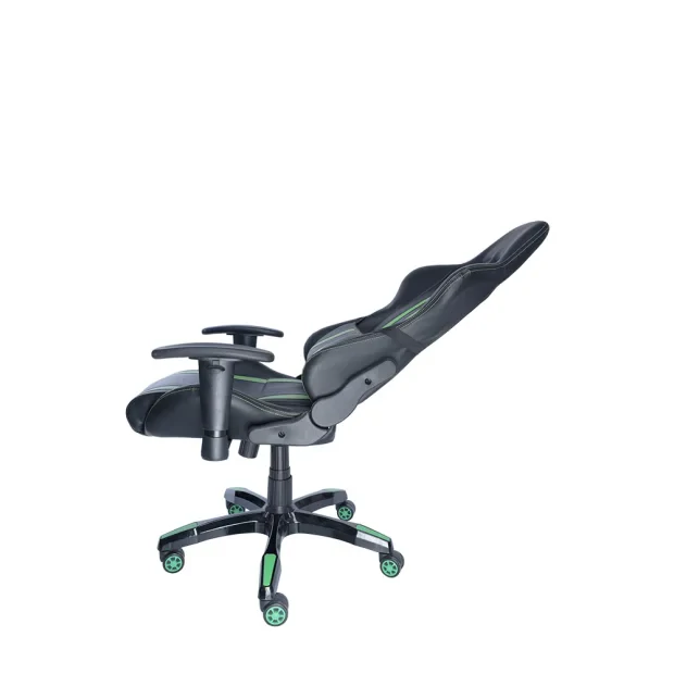 SCAUN GAMING SPACER imitatie piele, black &amp; green, brate ajustabile, greutate max. 120kg, dimensiuni 69.5*77.5*126~132cm &quot;SPCH-TRINITY-GRN&quot;/45505852