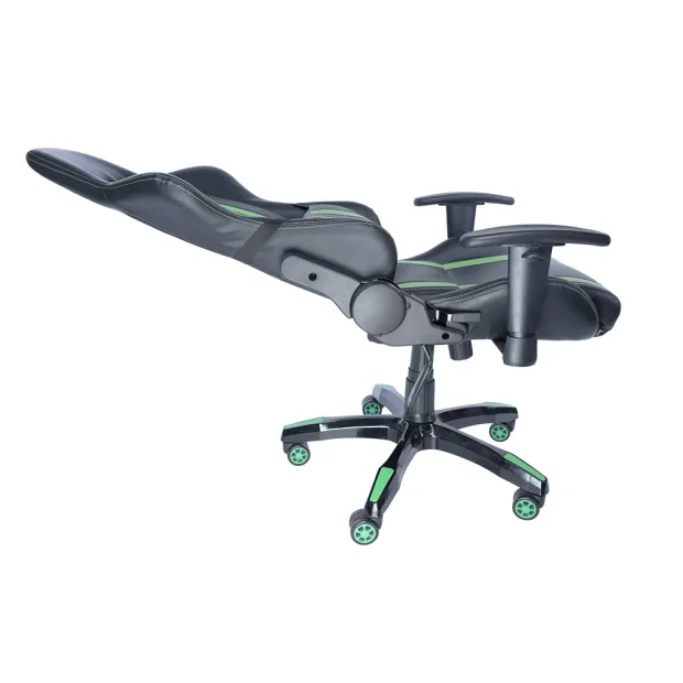 SCAUN GAMING SPACER imitatie piele, black &amp; green, brate ajustabile, greutate max. 120kg, dimensiuni 69.5*77.5*126~132cm &quot;SPCH-TRINITY-GRN&quot;/45505852