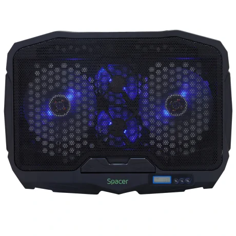 STAND SPACER notebook Gaming 17&quot;,sita metal,Airflow: 72CFM, 2xfan 12.5cm, 2xfan 7cm cu led albastru, black, &quot;SPS-Gaming&quot;