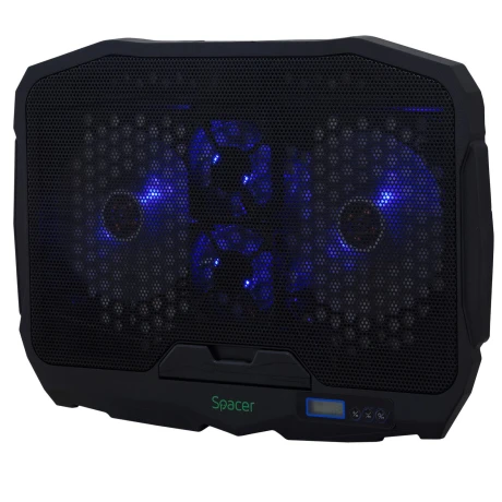 STAND SPACER notebook Gaming 17&quot;,sita metal,Airflow: 72CFM, 2xfan 12.5cm, 2xfan 7cm cu led albastru, black, &quot;SPS-Gaming&quot;
