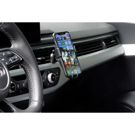 SUPORT auto si incarcator wireless SPACER pt. SmartPhone  2 in 1, fixare in grilaj, incarcare wireless Qi 10W &quot;SPAA-AUTOCHG-01&quot;
