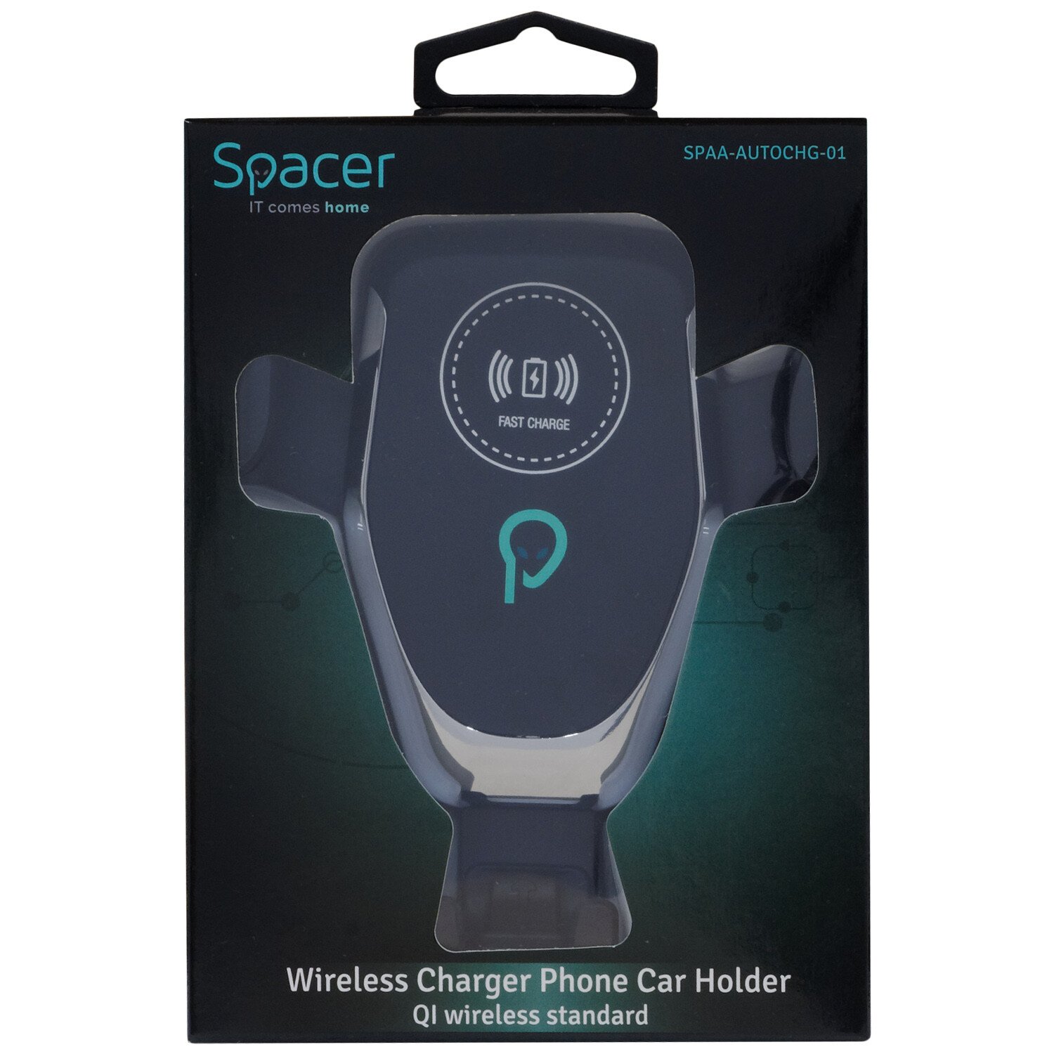 SUPORT auto si incarcator wireless SPACER pt. SmartPhone  2 in 1, fixare in grilaj, incarcare wireless Qi 10W "SPAA-AUTOCHG-01" thumb