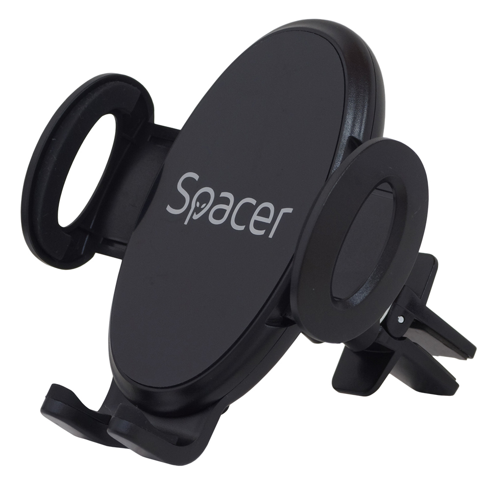 SUPORT auto SPACER pt. SmartPhone, fixare in ventilatie prin CLIPS, prindere laterala, rotire 360 grade, negru, "SPCH-GRV-CLIPS" thumb