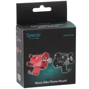 SUPORT Bicicleta SPACER pt. SmartPhone, fixare de ghidon, Metalic, black, cheie de montare,  &quot;SPBH-METAL-BK&quot;