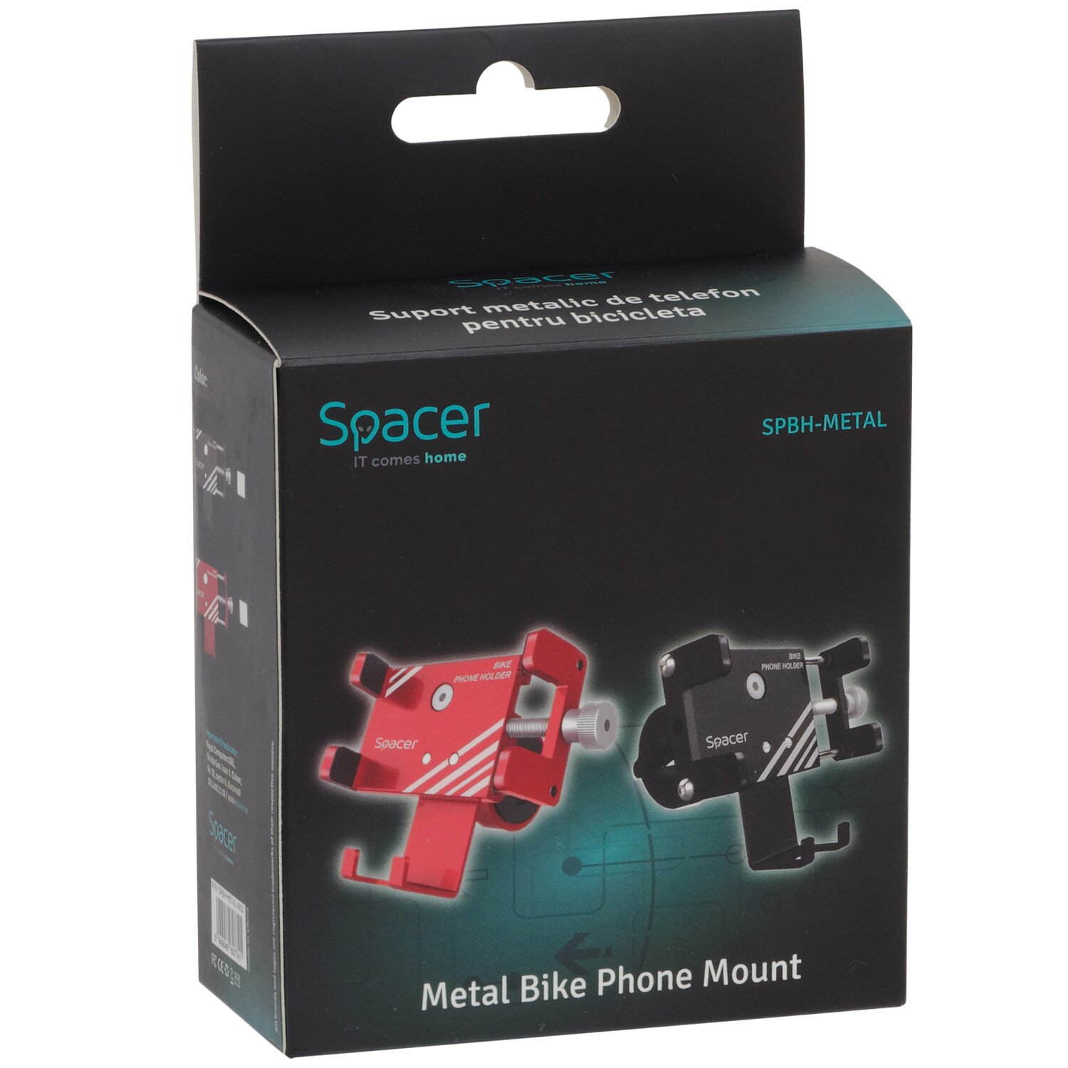 SUPORT Bicicleta SPACER pt. SmartPhone, fixare de ghidon, Metalic, rosu, cheie de montare,  "SPBH-METAL-RED" thumb