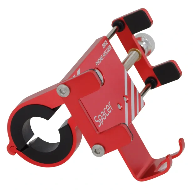 SUPORT Bicicleta SPACER pt. SmartPhone, fixare de ghidon, Metalic, rosu, cheie de montare,  &quot;SPBH-METAL-RED&quot;