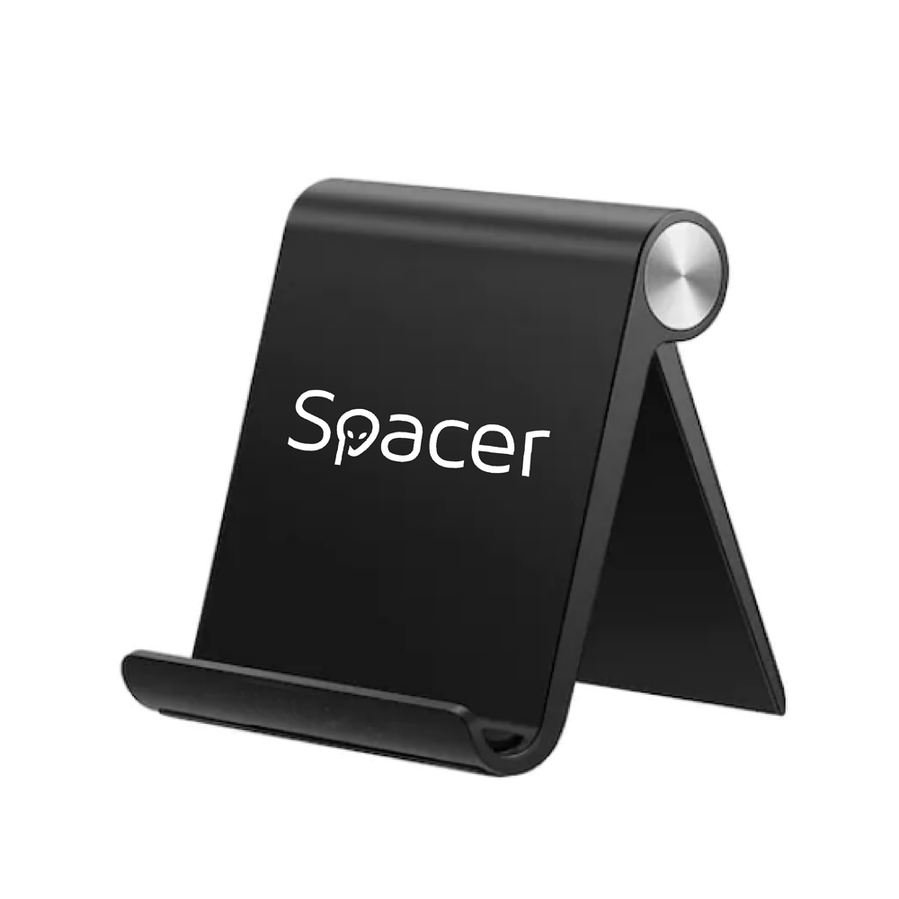 SUPORT telefon SPACER, pliabil, fixare pe biou, universal cu unghi ajustabil, dimensiuni 90 x 70 x 12mm, negru, "SPDH-FLIP-01-BK" thumb