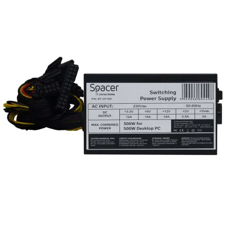 SURSA SPACER 500, 300W for 500 Desktop PC, PFC pasiv, fan 120mm, 1x PCI-E (6), 4x S-ATA, 1x P8 (4+4), retail box, "SP-GP-500",  (include TV 1.75lei)