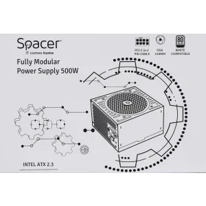 SURSA SPACER MODULARA 500 (for 500W Gaming PC), fan 120mm, 1x PCI-E (6+2), 3x S-ATA, 1x P8 (4+4), *retail* &quot;SP-MP-500&quot;,