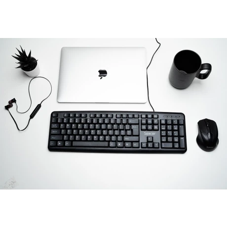 TASTATURA SPACER USB, 104 taste, anti-spill, black, &quot;SPKB-520&quot;