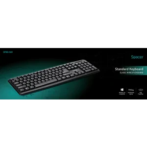 TASTATURA SPACER USB, 104 taste, anti-spill, black, &quot;SPKB-520&quot;