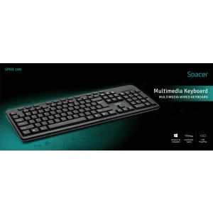 TASTATURA SPACER USB, multimedia, 104 taste + 11 taste multimedia, anti-spill, black, &quot;SPKB-169&quot; 45504123