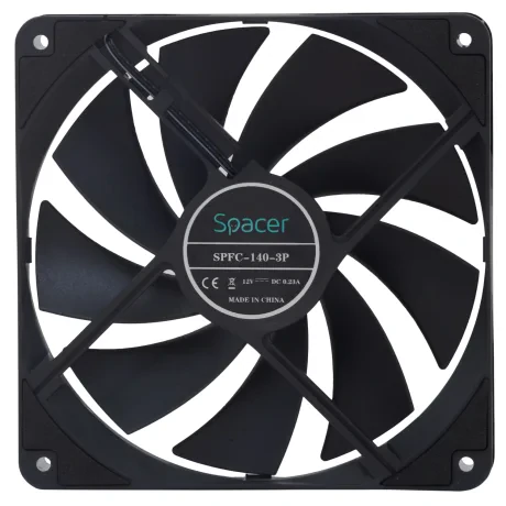 VENTILATOR SPACER PC 140x140x25 mm, Hydraulic Bearing, 67.6CFM, conector 3-pin, no LED,  black "SPFC-140-3P"