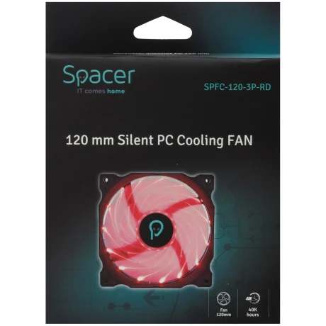VENTILATOR SPACER PC Silent 120x120x25 mm,  RED light, Hydraulic Bearing, 34CFM, conector 3-pin &quot;SPFC-120-3P-RD&quot;