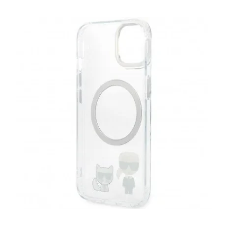 Husa Cover Karl Lagerfeld Magsafe With Ring Karl&amp;Choupette Bodies LOGO pentru iPhone 14 Plus Transparent