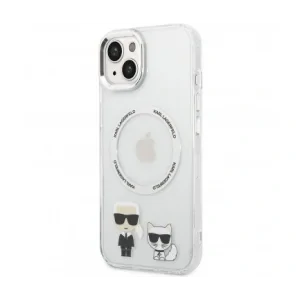 Husa Cover Karl Lagerfeld Magsafe With Ring Karl&amp;Choupette Bodies LOGO pentru iPhone 14 Plus Transparent