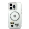 Husa Cover Karl Lagerfeld Magsafe With Ring Karl&amp;Choupette Bodies LOGO pentru iPhone 14 Pro Transparent