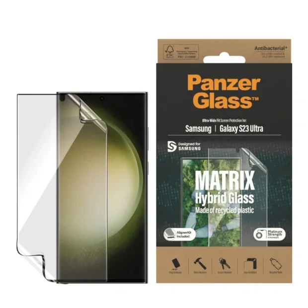 Folie Hybrid Glass Panzer Glass Matrix cu aplicator pentru Samsung Galaxy S22 Ultra/S23 Ultra Transparent