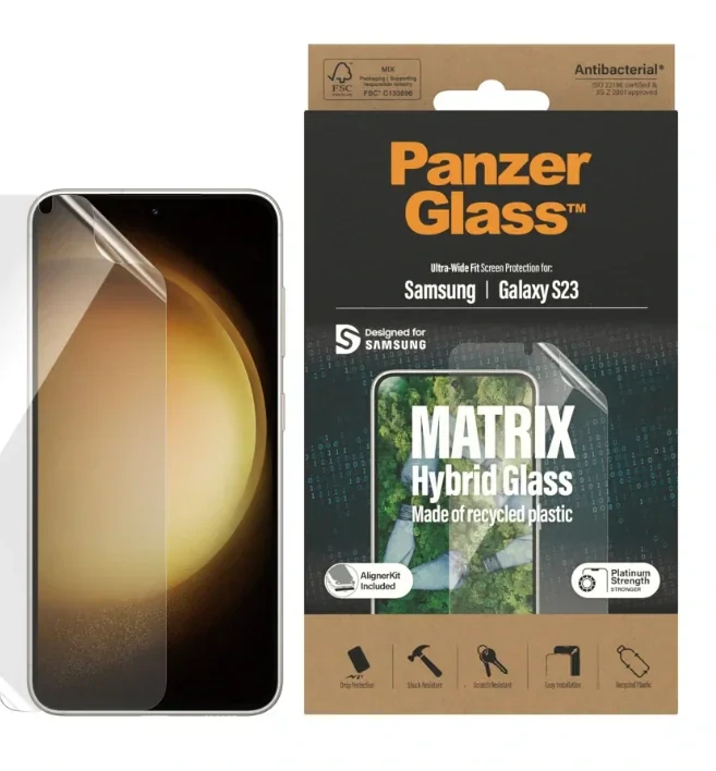 Folie Hybrid Glass Panzer Glass Matrix cu aplicator pentru Samsung Galaxy S22/S23 Transparent