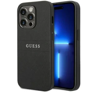 Husa Cover Guess Leather Case Saffiano Metal Logo pentru iPhone 14 Pro Max Black