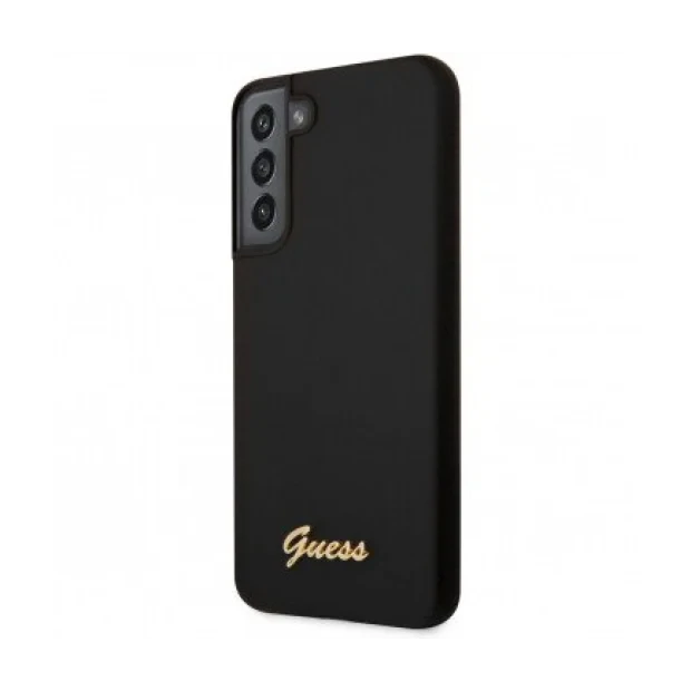 Husa Cover Guess Silicone Vintage Gold Logo pentru Samsung Galaxy S23 Black