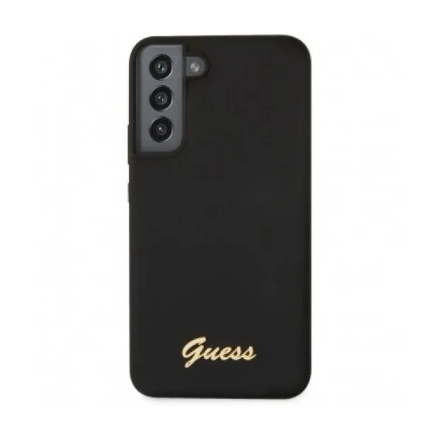 Husa Cover Guess Silicone Vintage Gold Logo pentru Samsung Galaxy S23 Black